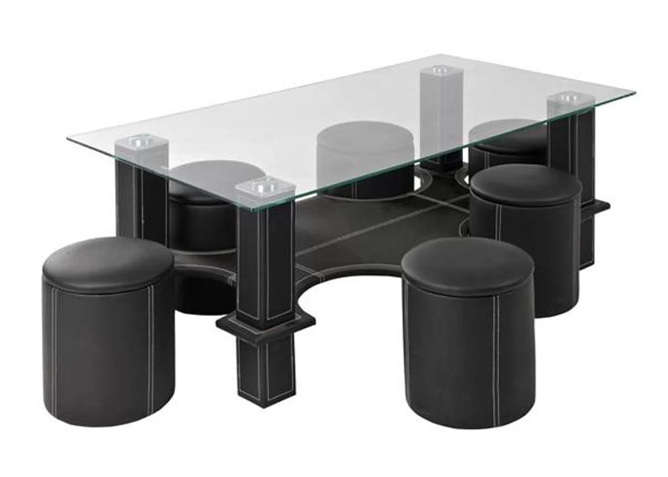 user Apply Chronic Set masa cafea cu 6 taburete, negru, 130x70x45 cm - Unic Spot