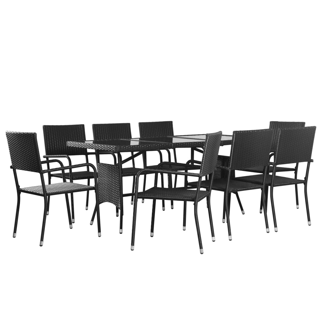 Ass Zealot Sitcom Set de masa si scaune de exterior, 9 piese, negru