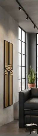 Panou riflat acustic Art Deco, tec, UnicSpot, 240x60x2.1 cm