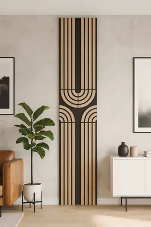 Panou riflat acustic Art Deco, stejar, UnicSpot, 240x60x2.1 cm