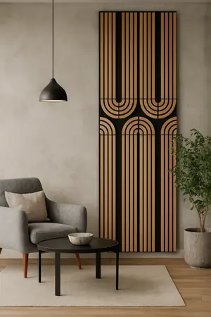 Panou riflat acustic Art Deco, tec, UnicSpot, 240x60x2.1 cm