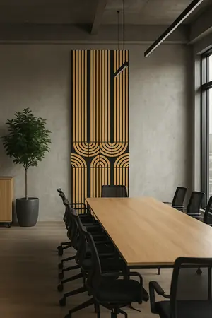 Panou riflat acustic Art Deco, tec, UnicSpot, 240x60x2.1 cm