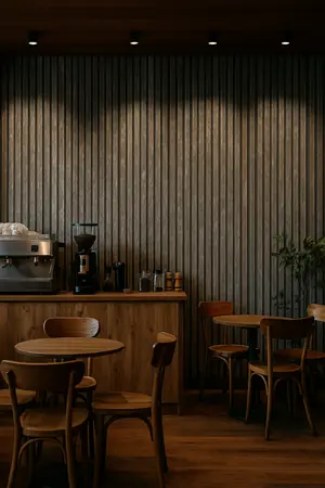 Panou riflat acustic, lemn antichizat, UnicSpot, 240x60x2.1 cm