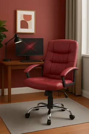 Scaun de birou directorial US02, bordo, 66x62x107-117 cm