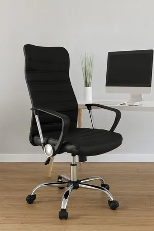 Scaun de birou directorial Kiros, Negru, 60x60x107-117 cm