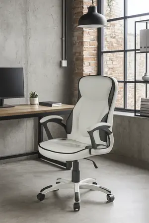 Scaun de birou directorial US25 Reno, alb, 63x69x110-122 cm