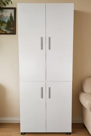 Dulap sau pantofar Leon, alb, 70x34x210 cm