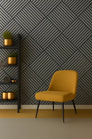 Set 4 buc Panou riflat acustic, gri, UnicSpot, 60x60x2.1 cm
