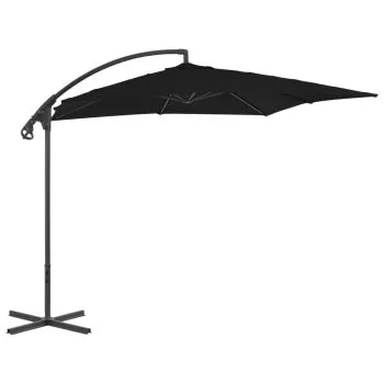 Umbrelă suspendată cu stâlp din oțel, negru, 250 x 250 cm