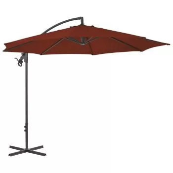 Umbrelă suspendată cu stâlp din oțel, cărămiziu, 300 cm