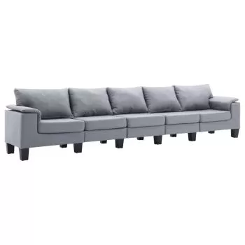 Canapea cu 5 locuri, gri deschis, 310 x 70 x 75 cm