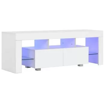 Comoda TV cu lumini LED, alb, 130 x 35 x 45 cm