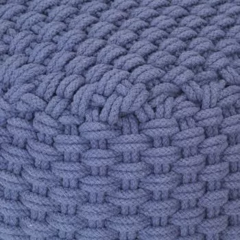 Puf tricotat manual, albastru