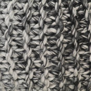 Puf tricotat manual, textil aspect lână, 50 x 35 cm, gri închis