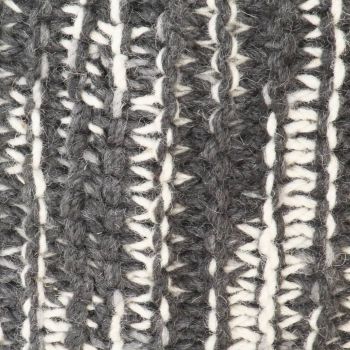 Fotoliu puf tricotat manual, gri închis/alb, 50x35 cm, lână