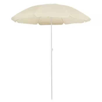 Umbrelă de soare de exterior, stâlp din oțel, nisipiu, 180 cm