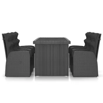 Set mobilier de exterior cu perne, 7 piese, negru