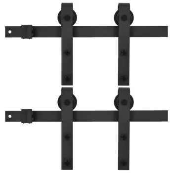 Seturi de feronerie uși glisante, 2 buc., negru, 200 cm, oțel