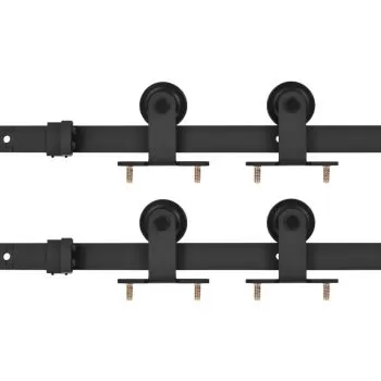 Set 2 bucati set feronerie usi glisante, negru, 183 cm