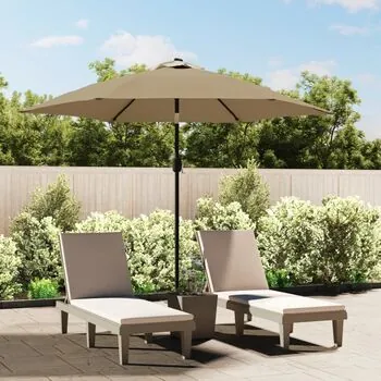  Umbrelă de soare de exterior, stâlp metalic, 300 cm, gri taupe