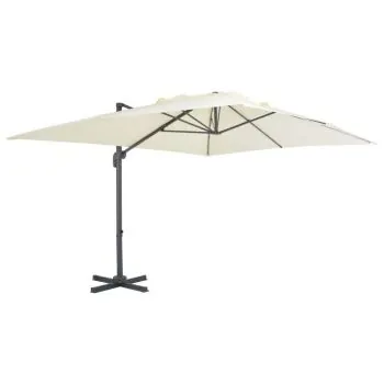  Umbrelă în consolă cu stâlp din aluminiu, nisipiu, 400x300 cm