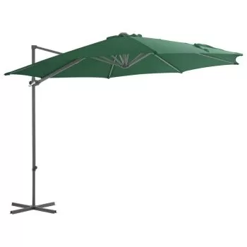 Umbrelă suspendată cu stâlp din oțel, verde, 300 cm