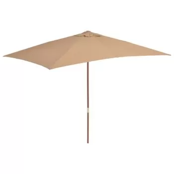  Umbrelă de soare, exterior, stâlp lemn, 200x300 cm, gri taupe