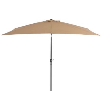 Umbrelă de soare exterior, stâlp metalic, gri taupe, 300x200 cm