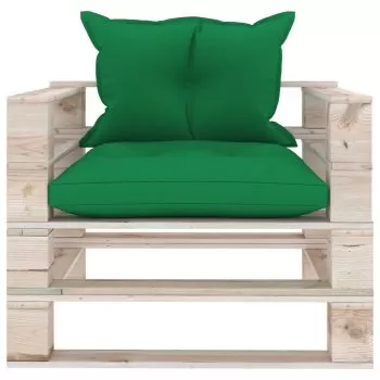 Canapea de gradina din paleti cu perne verzi, verde, 80 x 67.5 x 62 cm