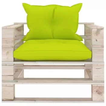 Canapea de gradina din paleti cu perne verde crud, verde deschis, 80 x 67.5 x 62 cm
