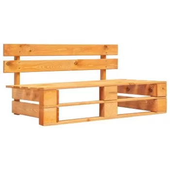 Canapea de mijloc gradina din paleti maro miere lemn pin tratat, maro miere si verde