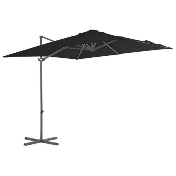 Umbrelă în consolă cu stâlp din oțel, negru, 250x250 cm