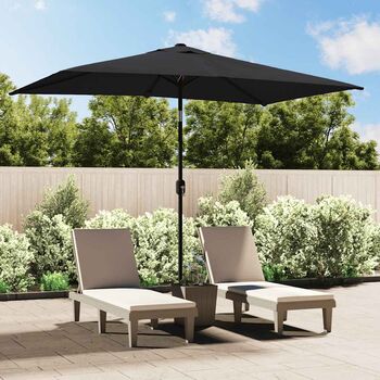  Umbrelă de soare de exterior cu stâlp metalic, negru 300x200 cm