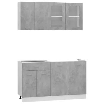 Set mobilier de bucatarie din 4 piese, gri beton