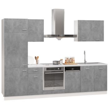 Set mobilier de bucătărie din 7 piese, gri beton, PAL