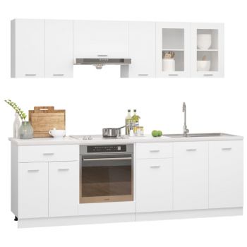 Set mobilier de bucătărie din 8 piese, alb, PAL