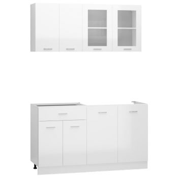 Set mobilier de bucătărie din 4 piese, alb extralucios , PAL