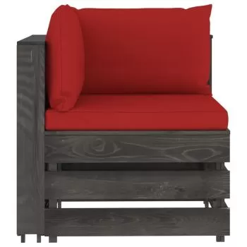 Canapea de colt modulara cu perne, rosu si gri