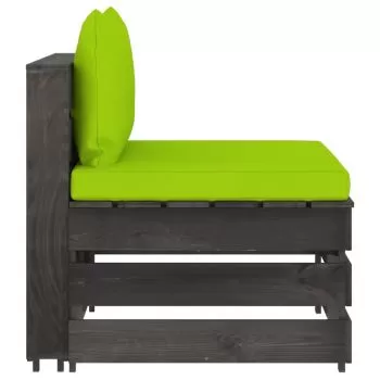 Canapea de mijloc modulara cu perne, verde strălucitor si gri