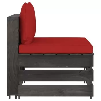 Canapea de mijloc modulara cu perne, rosu si gri