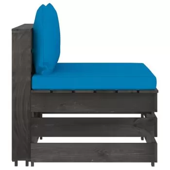 Canapea de mijloc modulara cu perne, albastru deschis si gri