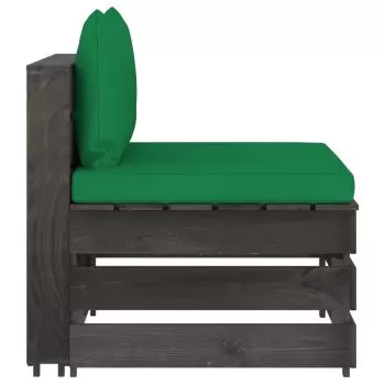 Canapea de mijloc modulara cu perne, verde si gri