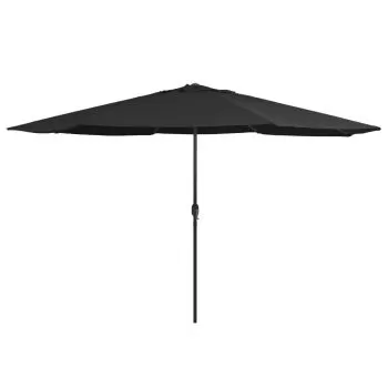 Umbrelă de soare de exterior, stâlp metalic, negru, 400 cm
