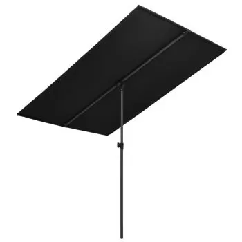 Umbrelă de soare exterior, stâlp aluminiu, negru, 180x130 cm
