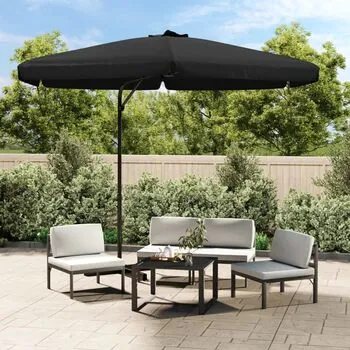  Umbrelă de soare de grădină, stâlp din oțel, negru, 300 cm