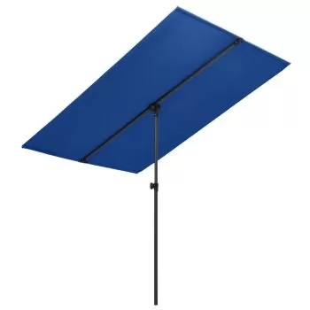 Umbrelă soare exterior stâlp aluminiu albastru azur 180x130cm