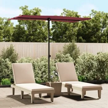  Umbrelă soare de grădină stâlp aluminiu roșu bordo 180x110 cm