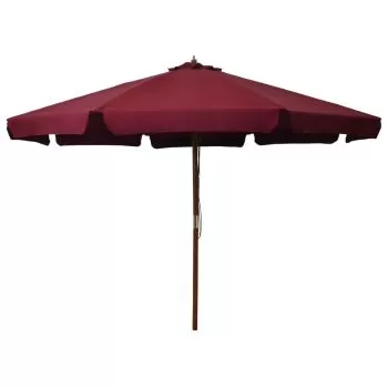 Umbrelă de soare de exterior, stâlp lemn, roșu burgund, 330 cm