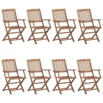 Set 8 bucati scaune de gradina pliabile cu perne, albastru deschis