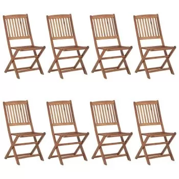 Set 8 bucati scaune de gradina pliabile cu perne, verde